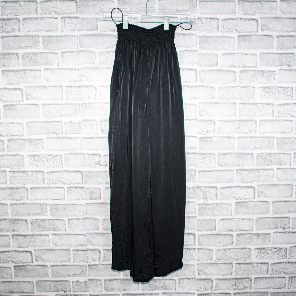 Forte Forte Black Satin Wide Leg Cropped Pants Smocked Waist Italy - Picture 11 of 11